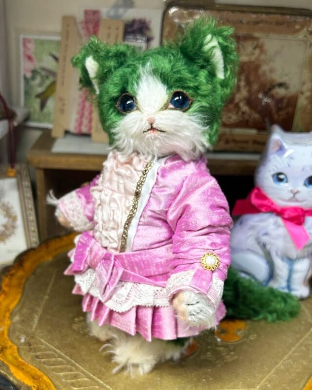 作家加茂美智子様 テディベア青色のドレス 作家加茂美智子様 テディベア青色のドレス